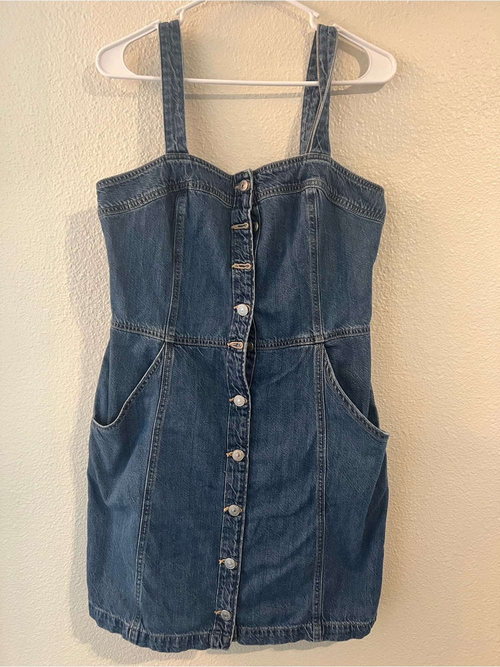 Levi's Dark Blue Denim Button-Front Mini Dress